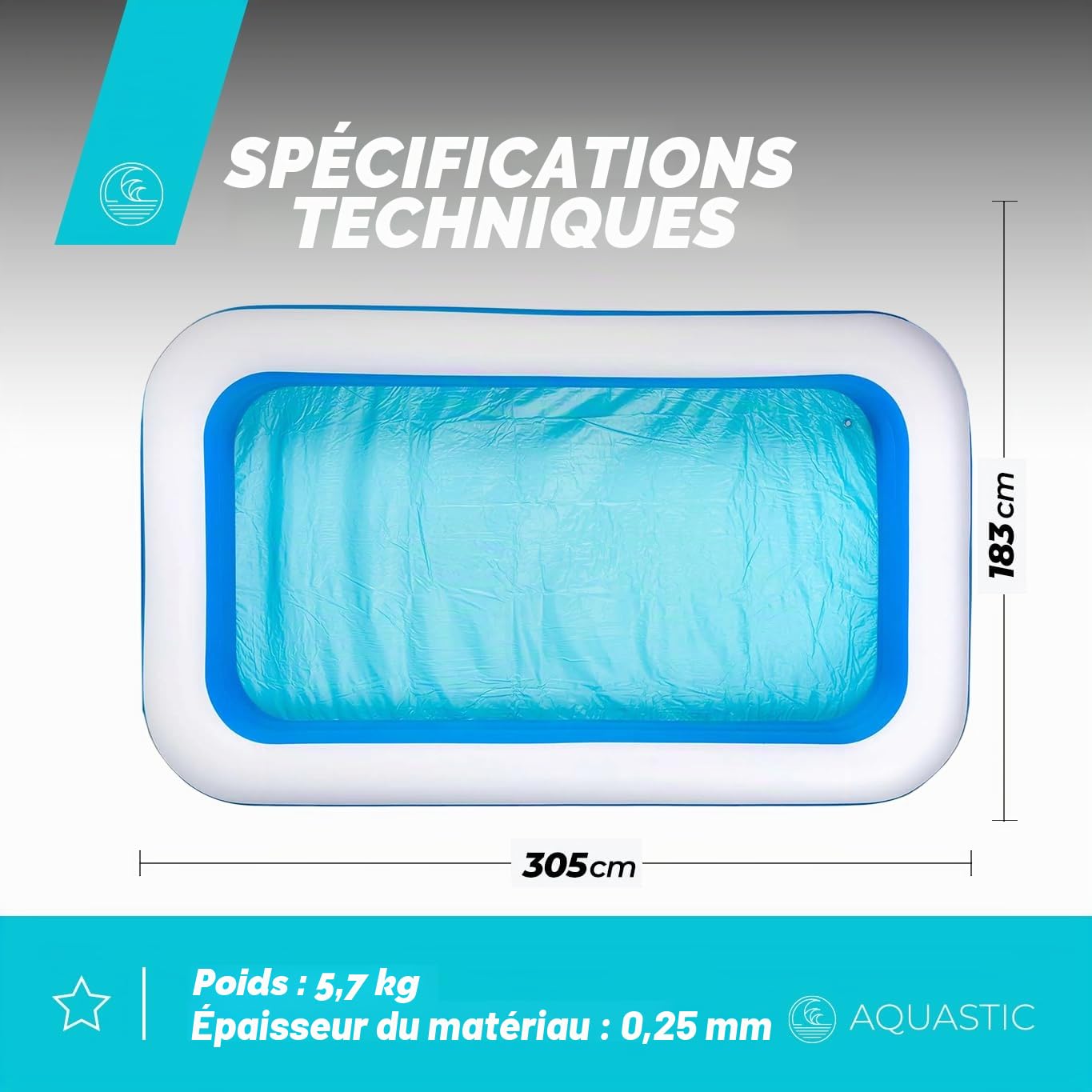 AQUASTIC AIP-305R piscine gonflable bleue 1160 L familiale